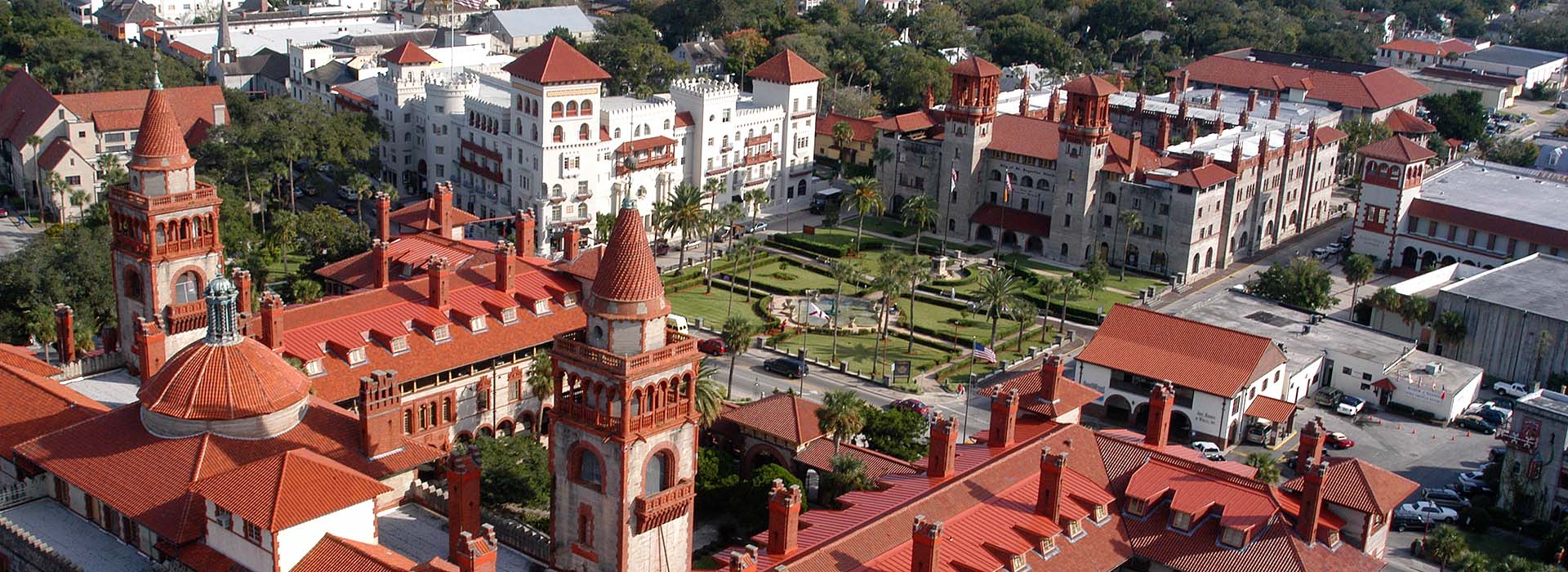 aerial view of Flagler College and Lightner Museum