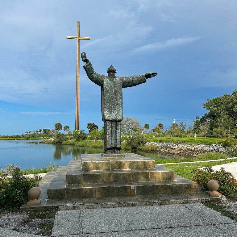 Historic Mission Nombre de Dios, featuring a white chapel