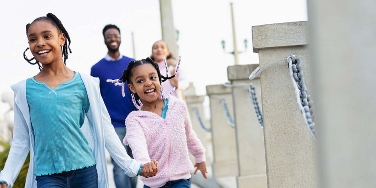 kids and parents walking around St. Augustine